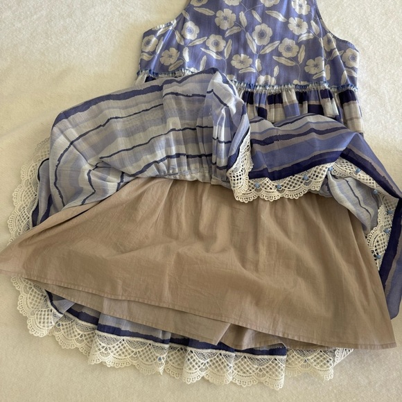 Bunka Blue Cotton Silk Printed Mini Babydoll Dress Size M - Picture 10 of 12